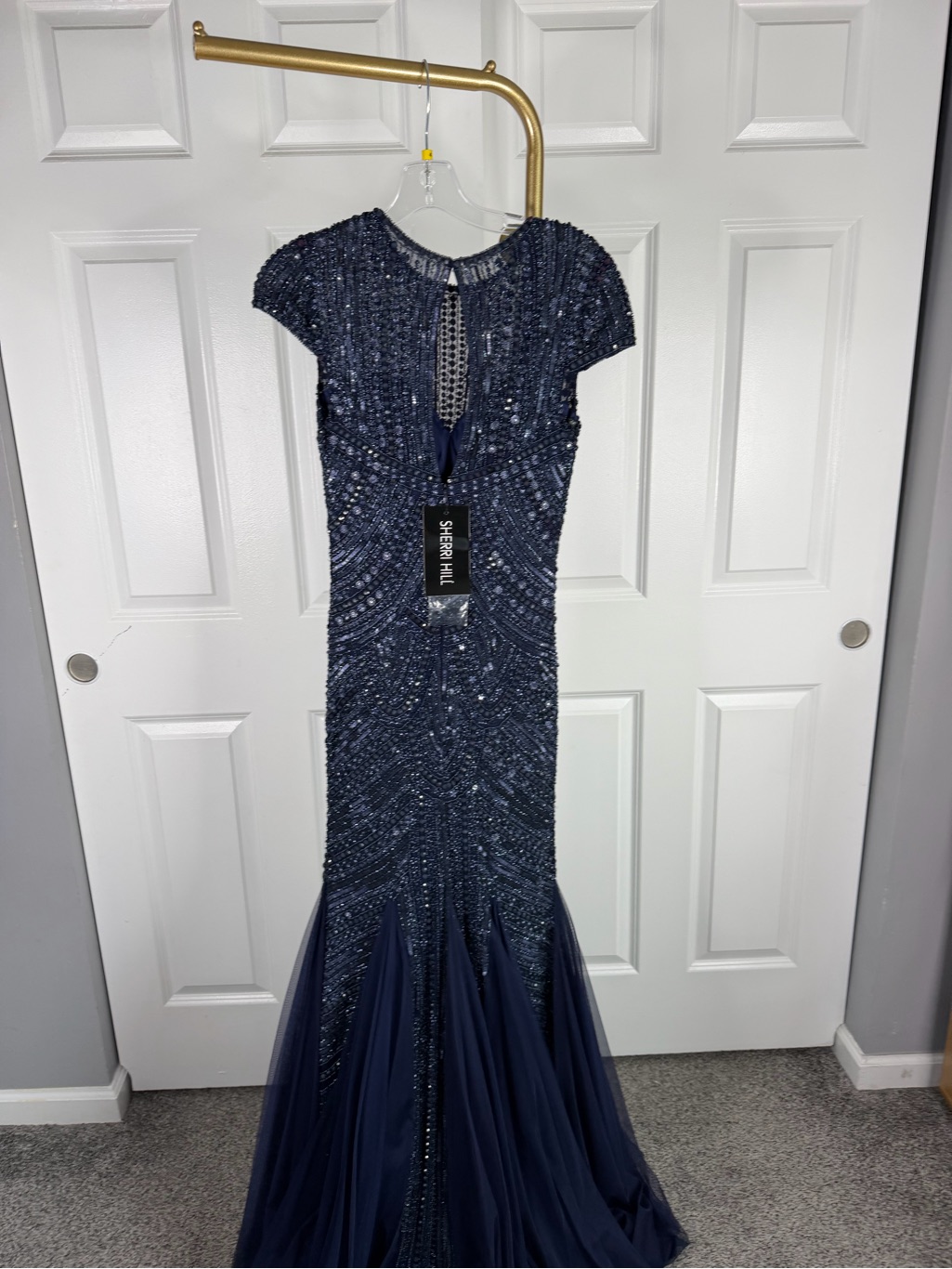 Sherri Hill 51426 Size 4 Nwt Navy Beaded Mermaid Evening Gown Formal Prom Dress — image 8 of 8